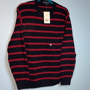 NWT-Men’s Navy and Maroon Striped Sweater